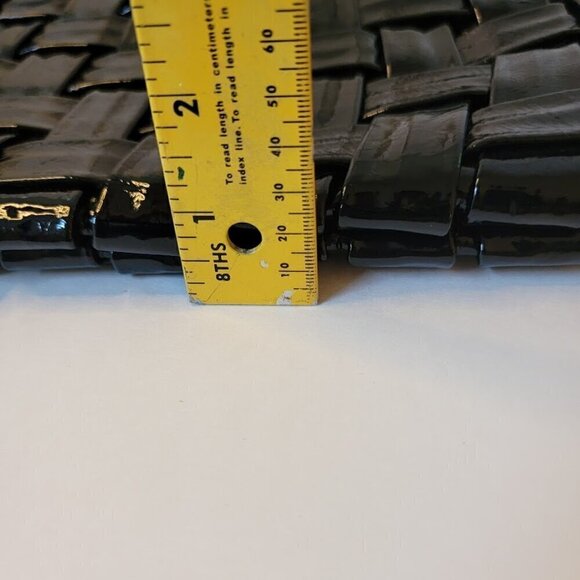 Woven Patent Leather Clutch with Shoulder Chain - Picture 7 of 7